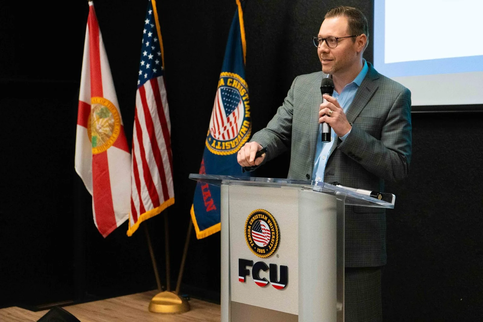 Bruno Portigliatti speaking at Florida Christian University